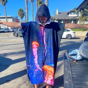 Unisex Towel Robe Poncho Bathrobe Hooded Robe Quick Dry Surfing Swimming Beach